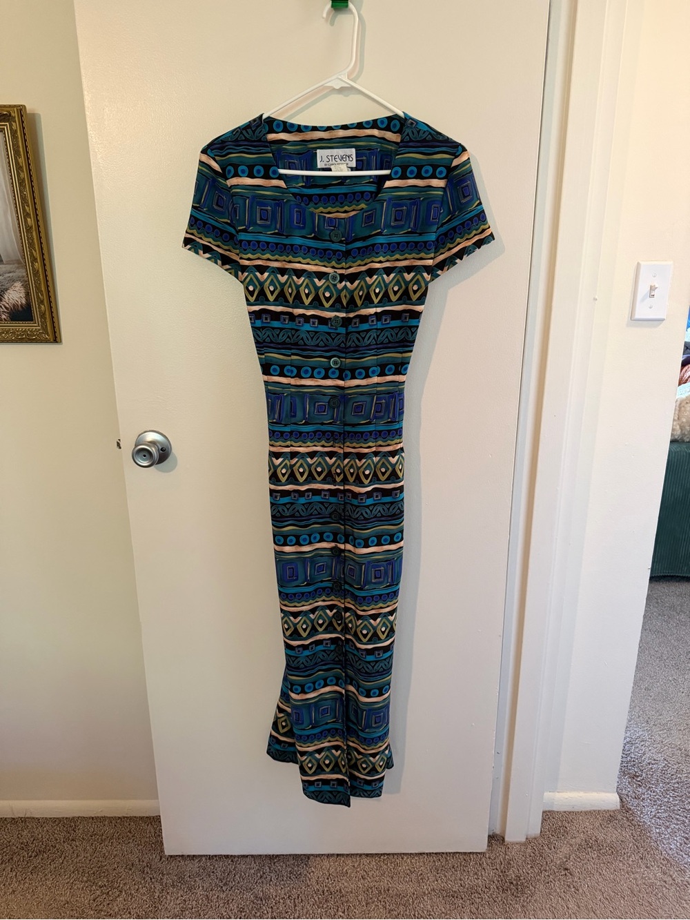 Vintage Multicolor Geometric Maxi Dress
